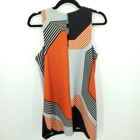 Milly of New York Reed Angular Mini Dress 8 Gray/Red - Picture 4 of 15